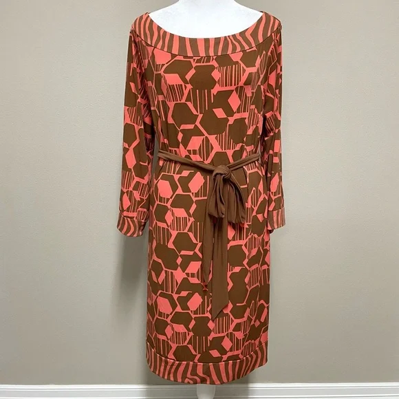 attention | Dresses | Coral Honeycomb And Zebra Pattern Midi Dress |  Poshmark
